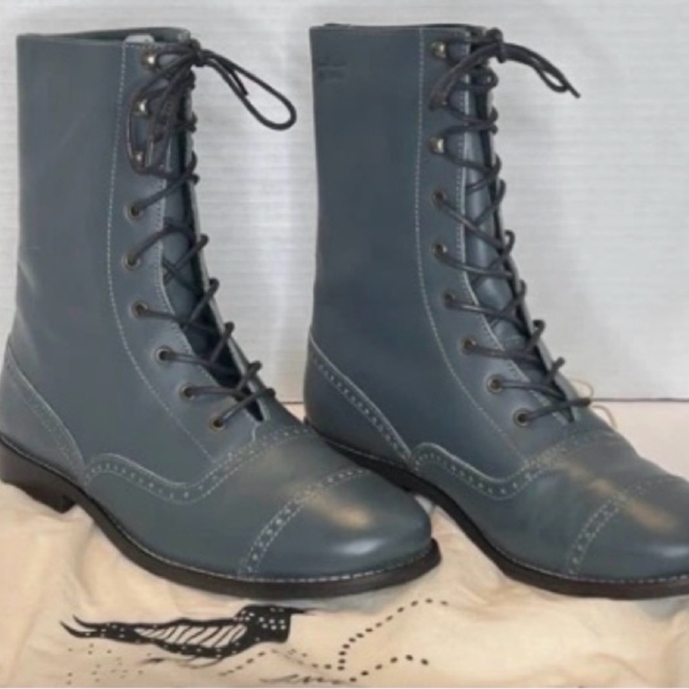 Gudrun Sjoden Women's Lace-Up Green/blue Grannie, Leather Ankle Boots - Picture 3 of 6